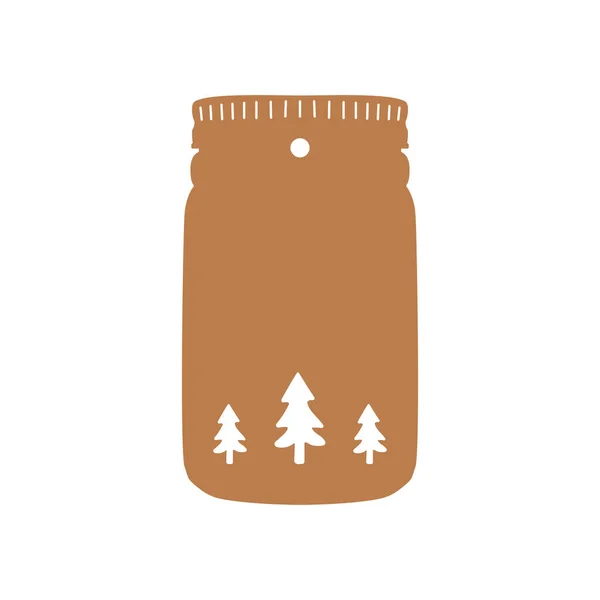 Christmas Gift Tag Form Jar Trees Xmas Label Design Stock — Stock Vector