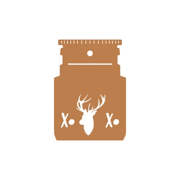Christmas Gift Tag Form Jar Deer Head Text Xmas Label — Vector de stock
