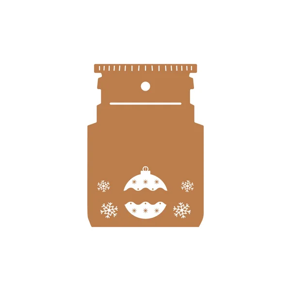 Christmas Gift Tag Form Jar Christmas Toy Snowflakes Xmas Label — Image vectorielle