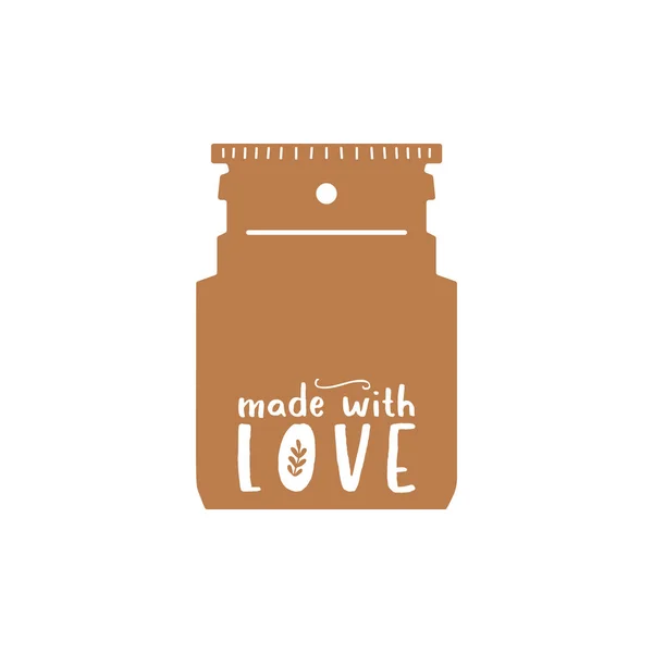 Christmas Gift Tag Dalam Bentuk Jar Made Love Text Desain - Stok Vektor