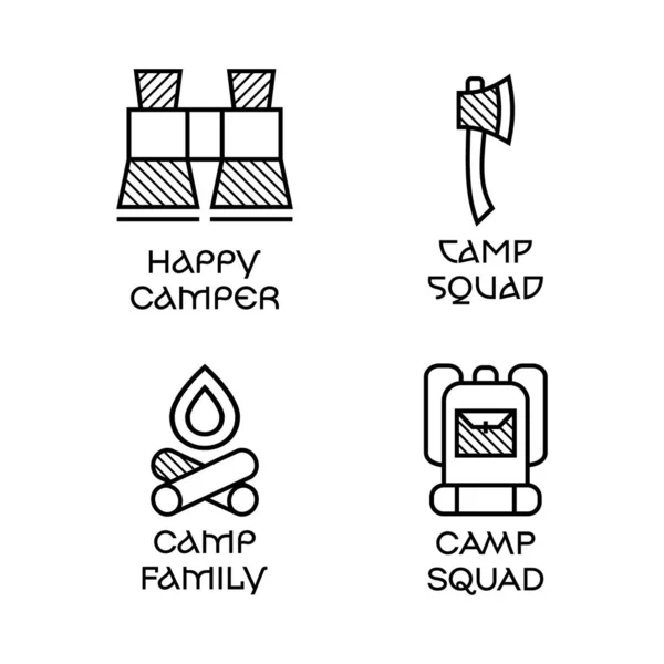 Дизайн Иконы Стиле Минимализма Line Art Quote Camp Squad Линейный — стоковый вектор