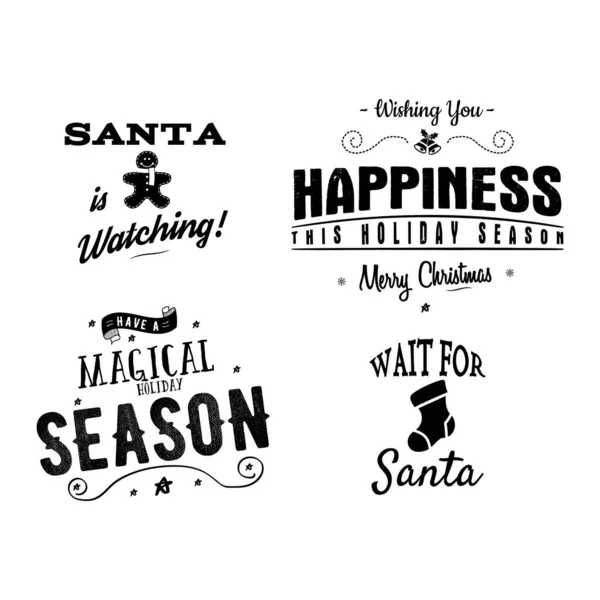 Christmas Calligraphy Quotes Designs Xmas Typography Labels Happy Holidays Lettering — Stock Vector