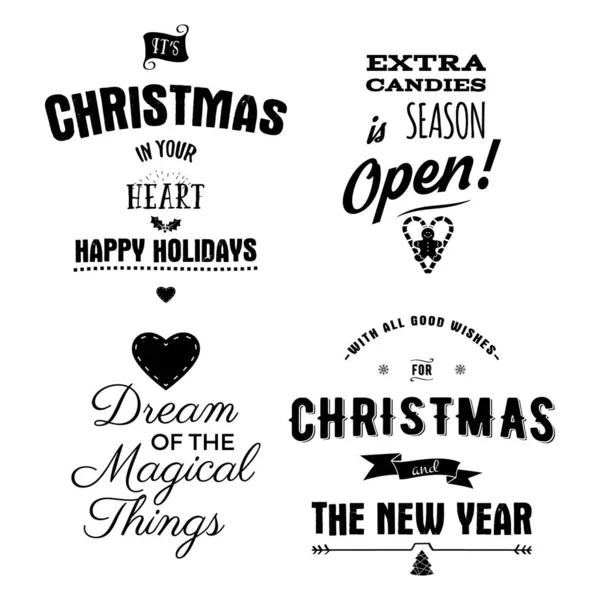 Christmas Calligraphy Quotes Designs Xmas Typography Labels Happy Holidays Lettering — Stock Vector