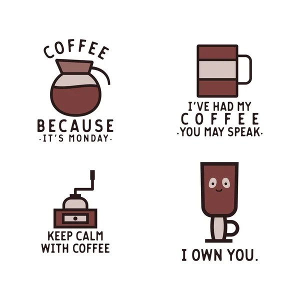 Vector Set Coffee Logos Labels Illustration Retro Badges Quotes Coffee — 스톡 벡터