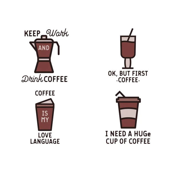 Vector Set Coffee Logos Labels Illustration Retro Badges Quotes Need — Stockvektor