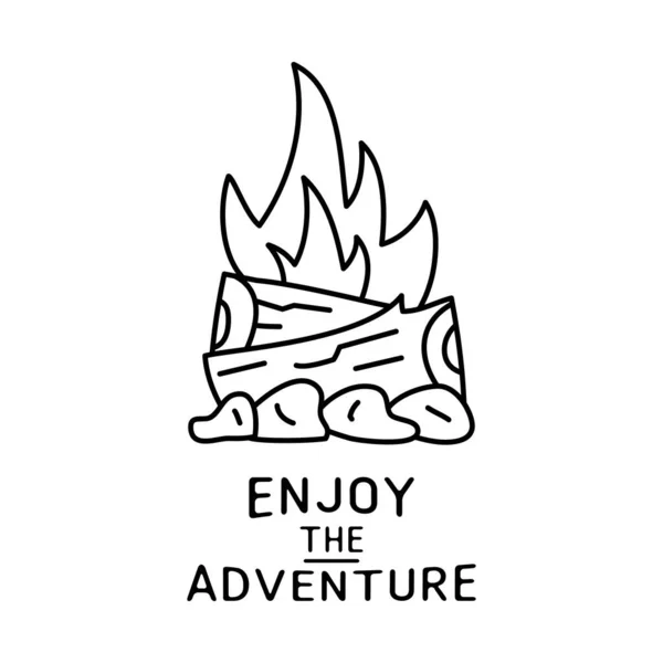 Camping Shirt Design Minimalist Line Art Style Quote Enjoy Adventure — Vector de stock