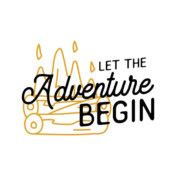 Camping Shirt Design Minimalist Line Art Style Quote Let Adventure — Archivo Imágenes Vectoriales