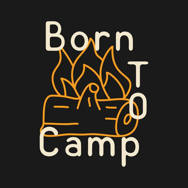 Camping Shirt Design Minimalist Line Art Style Quote Born Camp — Stockový vektor