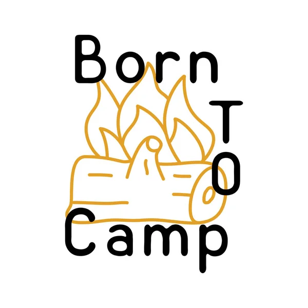 Flat Style Simple Vector Illustration Bonfire Born Camp Inscription White — Stockvektor