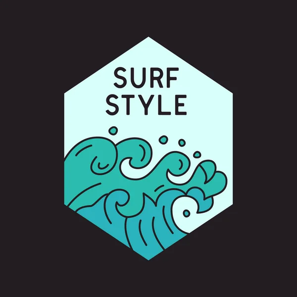 Illustration of simple design of blue waves and inscription surf style