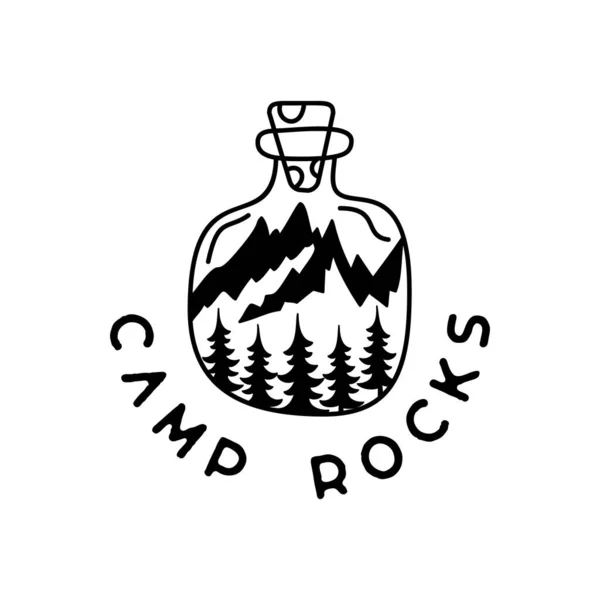 Σχεδίαση Σήματος Περιπέτειας Κάμπινγκ Εξωτερική Έμβλημα Λογότυπο Απόσπασμα Camp Rocks — Φωτογραφία Αρχείου