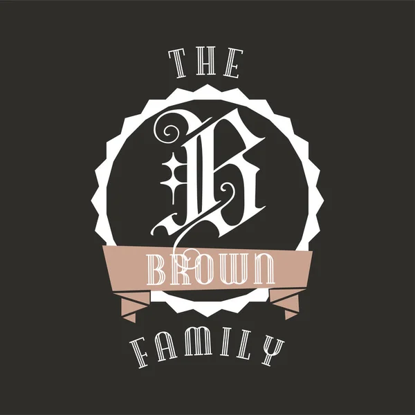 Monogram Logo Designs Classic Monogram Brown Family Stylish Badge Web — 图库矢量图片