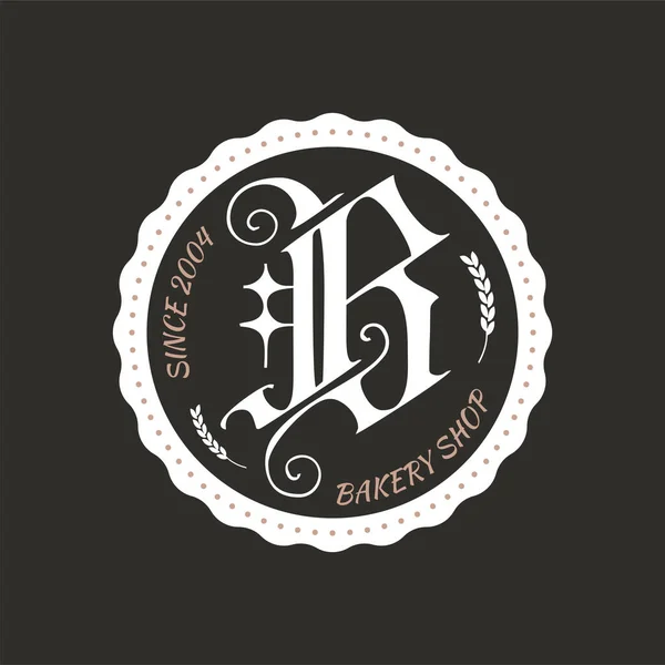 Monogram Logo Designs Classic Monogram Bakery Shop Stylish Badge Web — 스톡 벡터