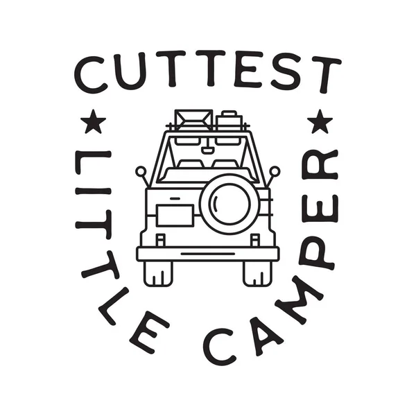 Дизайн Стиле Минимализма Line Art Style Цитатой Cuttest Little Camper — стоковый вектор