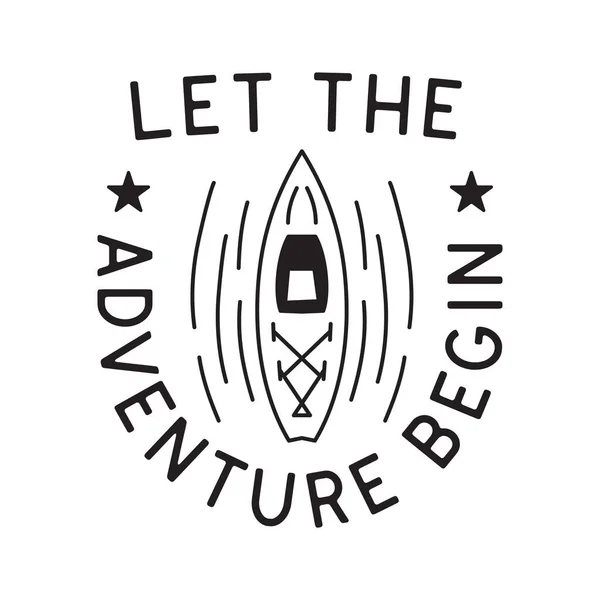 Camping Shirt Design Minimalist Line Art Style Quote Let Adventure — 图库矢量图片