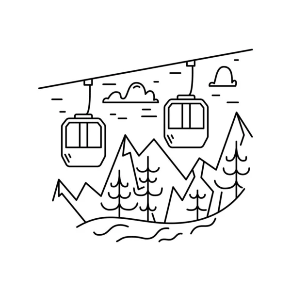 圣诞系列野营的圣诞系列图标 节日快乐的象征和元素 储存冬季病媒 山区景观 — 图库矢量图片