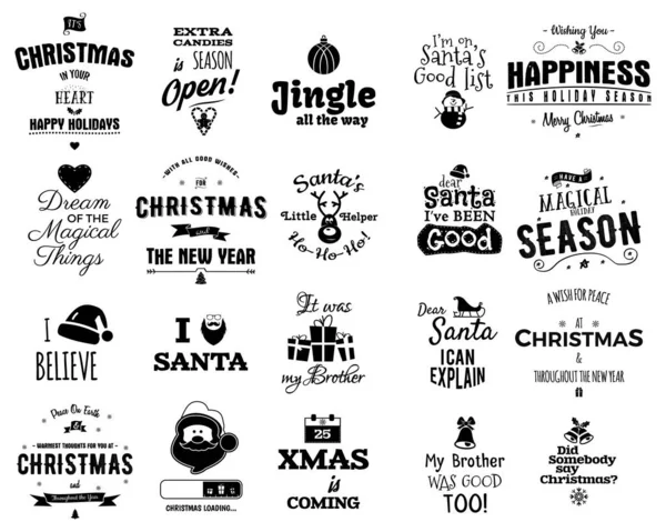 Design Set Various Flat Style Christmas Theme Illustrations Inscriptions White — Stock Photo, Image