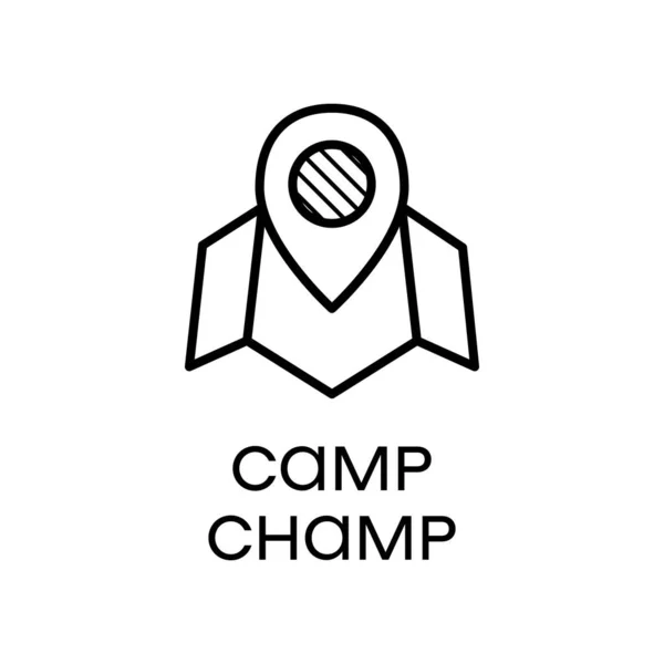 Kreative Lineare Stildarstellung Mit Camp Champ Inschrift Unter Karte Und — Stockfoto
