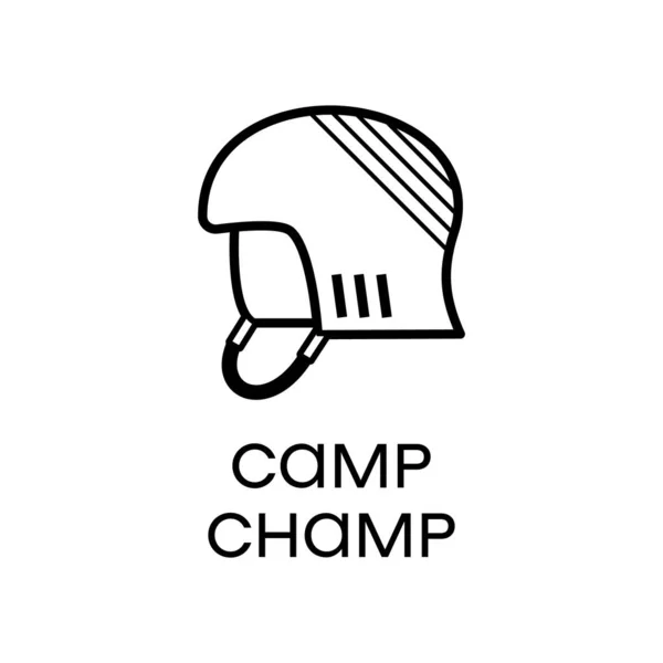 Illustration Style Minimaliste Icône Casque Protection Contour Texte Camp Champ — Photo