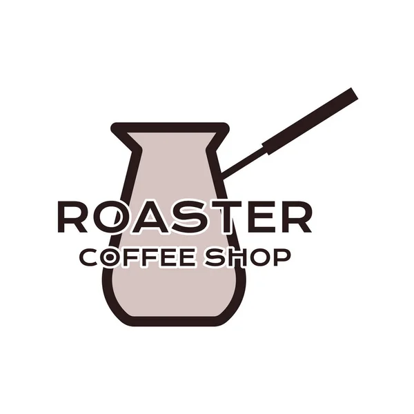 Lapos Stílusú Illusztráció Cezve Kép Roaster Coffee Shop Felirattal Fehér — Stock Fotó