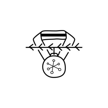 Noel kamp dizilerindeki Noel çizgisi ikonu. Mutlu bayramlar sembolü ve unsurları. Stock kış vektörü. Nesneler.