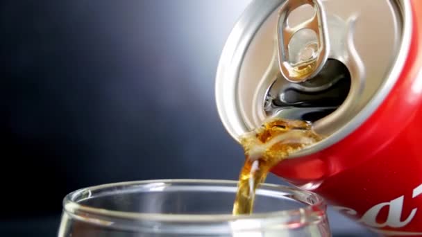 Coca Cola Pouring Can Glass — Stock Video