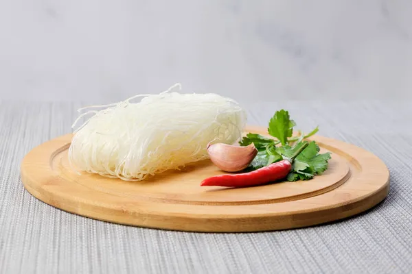 Dry Funchose Ingredients Preparing Spicy Asian Dish Chinese Glass Noodles — Stock Photo, Image