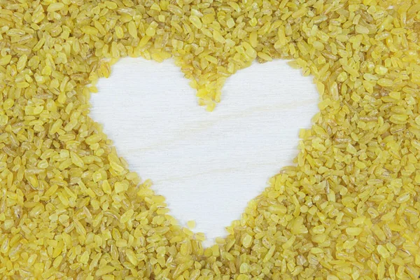 Texture Grano Bulgur Con Cuore Centro Amore Prodotti Sani Mangiare — Foto Stock