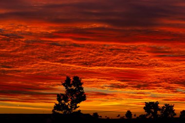 Kızıl gökyüzü bulutlu gün doğumu. Kızıl Gök. Gün batımı manzarası