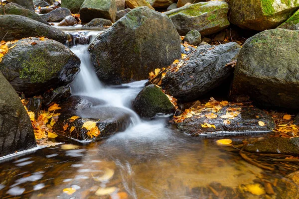 Vysoká Horská Řeka Mossy Podzim Horská Krajina Během — Stock fotografie