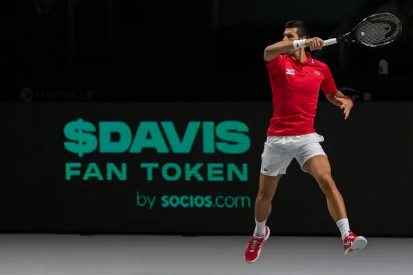 Madrid Spanien Dezember 2021 Davis Cup Duell Zwischen Serbien Und — Stockfoto