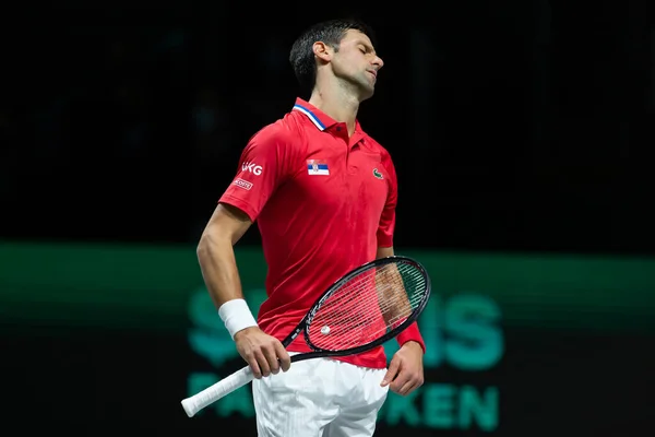 Madrid Spanje December 2021 Davis Cup Wedstrijd Tussen Landen Servië — Stockfoto