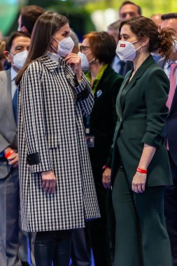 Madrid, İspanya - 19 Ocak 2022 İspanya Kralı ve Kraliçesi, Don Felipe ve Doa Leticia FITUR 'un yeni sürümünün açılışını yaptılar. Madrid 'de Uluslararası Turizm Fuarı