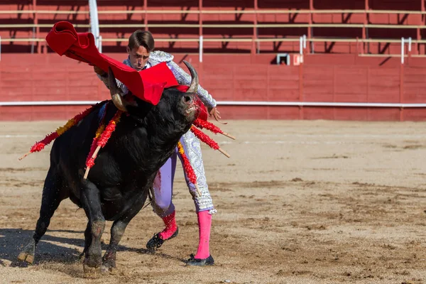 Madrid Spanien April 2022 Bullfight San Martin Valdeiglesias Tjurfäktare Med — Stockfoto