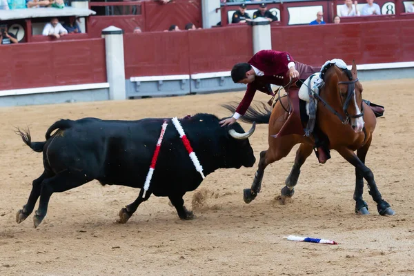 Madrid Spain May 2022 Bullfight Bullfighter Horseback Las Ventas Bullring — стоковое фото