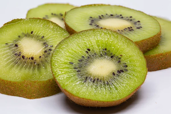 Macro Photo Sliced Kiwi Skin Tropical Fruits Healthy Food Citric — Stock Photo, Image