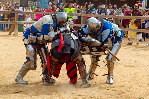 Belmonte Spanien September 2022 Nationale Ringermeisterschaft Des Mittelalters Mittelalterliche Soldaten — Stockfoto