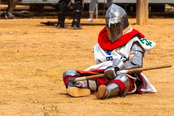 Belmonte Spain September 2022 National Medieval Wrestling Championship Defeated Medieval — Stock Photo, Image