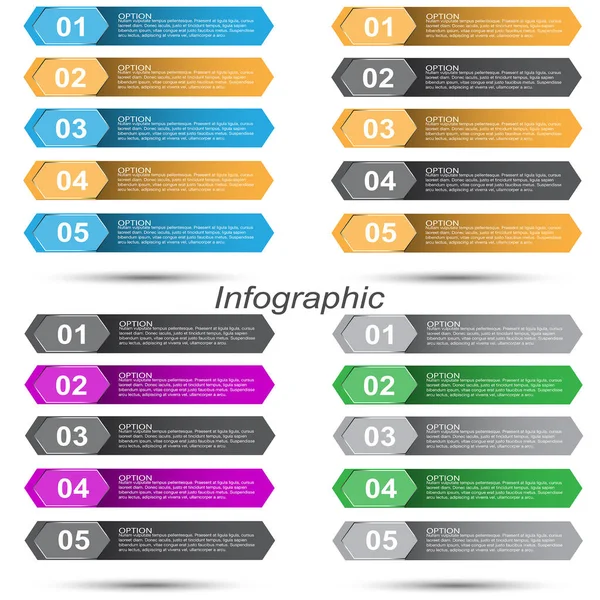 Collection Infographic Banner Design Business Design Website Template — Vetor de Stock