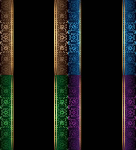 Колекція Елегантних Безшовних Шпалер Золотою Тонкою Прикрасою Місцем Тексту — стоковий вектор