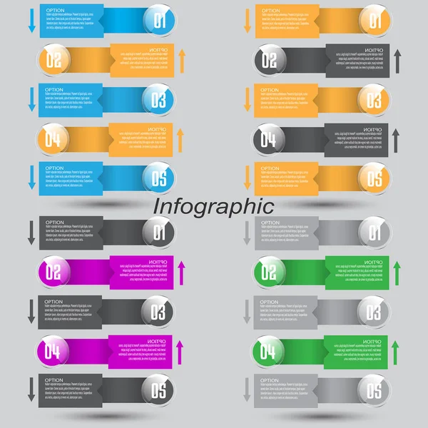 Collection Infographic Banner Design Business Design Website Template — Vetor de Stock