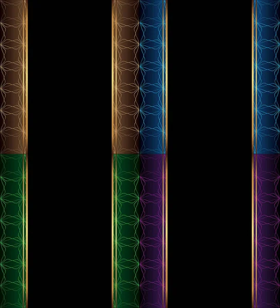 Колекція Елегантних Безшовних Шпалер Золотою Тонкою Прикрасою Місцем Тексту — стоковий вектор