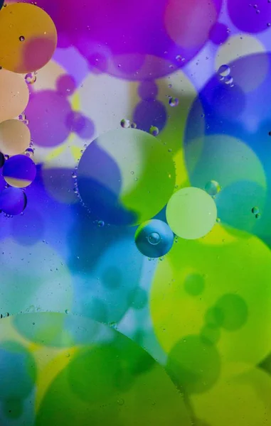 Абстрактний Барвистий Фон Масло Водяній Поверхні Піна Мила Бульбашками Макрознімок — стокове фото
