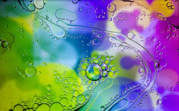 Abstract Colorful Background Oil Water Surface Foam Soap Bubbles Macro — Stock Photo, Image