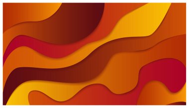 Turuncu kırmızı sarı kesim kağıt efekt arka planı. Broşürler, el ilanları, dergi, kartvizit, markalaşma, afişler, başlıklar, kitap kapakları, not defteri arka plan vektörü için soyut tasarım şablonu