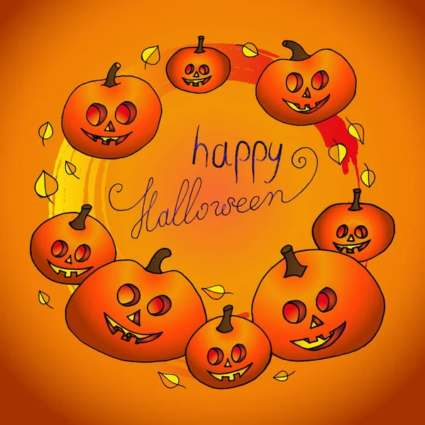 Ensemble Couronnes Citrouilles Halloween Jack Lantern Vintage Sur Fond Dégradé — Image vectorielle