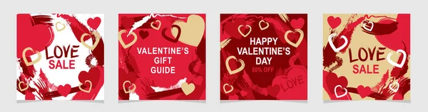 バレンタインデーセール多くの甘い心と赤い背景を持つポスターやバナーを50 愛とバレンタインデーのコンセプトのためのプロモーションとショッピングテンプレートまたは背景 ベクトルイラストEps — ストックベクタ