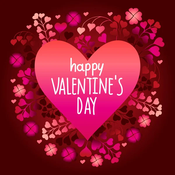Happy Valentine Day Greeting Cards Trendy Doodle Flowers Hearts Suitable — Vetor de Stock