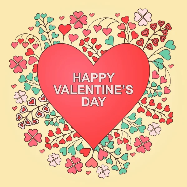 Feliz Dia Dos Namorados Cartões Saudação Doodle Moda Flores Adequado — Vetor de Stock