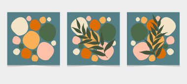 Modern soyut çizgiler ve sanat arka planında duvar dekorasyonu, kartpostal veya broşür kapağı tasarımı için farklı şekiller barındırır. Vektör çizimleri tasarımı